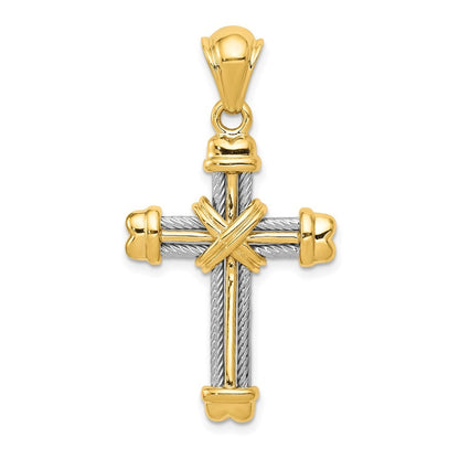 14k Two-Tone Gold Cross Pendant