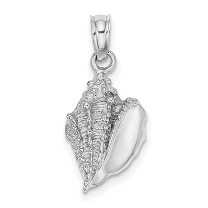 14k White Gold Conch Shell Charm Pendant for Women