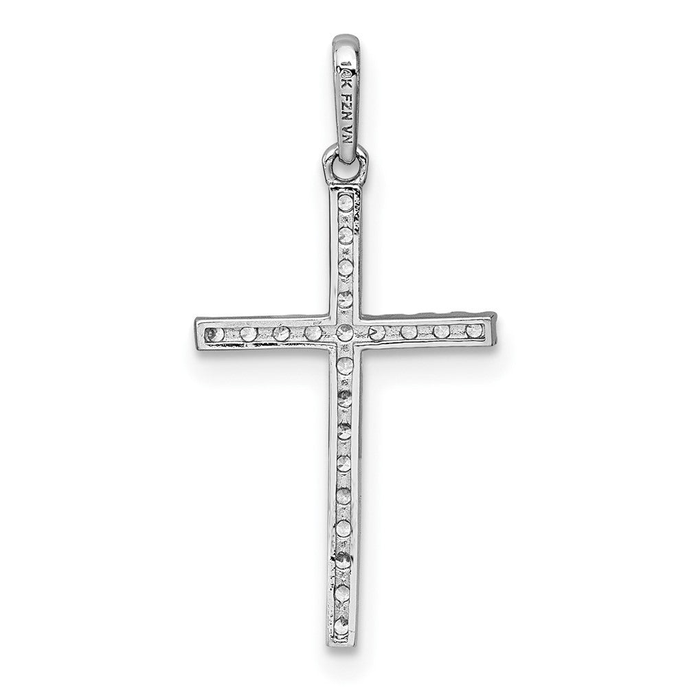 14k White Gold Polished Cubic Zirconia Latin Cross Pendant