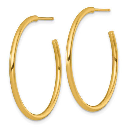 14k Yellow Gold Polished 2 x 35mm Tube C-Hoop Earrings