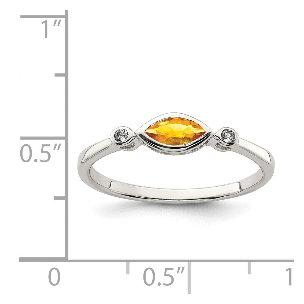 Sterling Silver Rhodium-plated Polished Citrine and White Topaz Ring Size 7