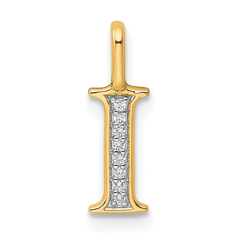 14k Yellow Gold Diamond Letter I Initial Pendant