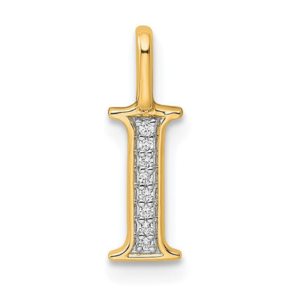 14k Yellow Gold Diamond Letter I Initial Pendant