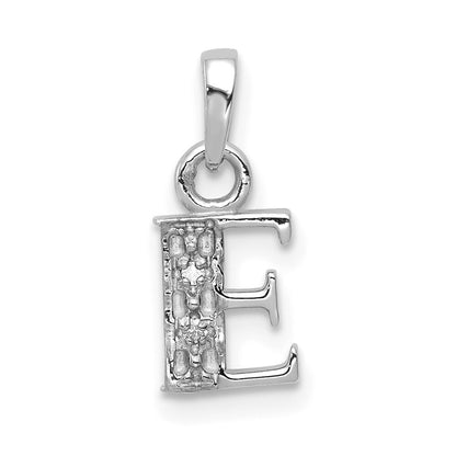 14k White Gold Rhodium-plated Diamond Letter E Initial Pendant for Women