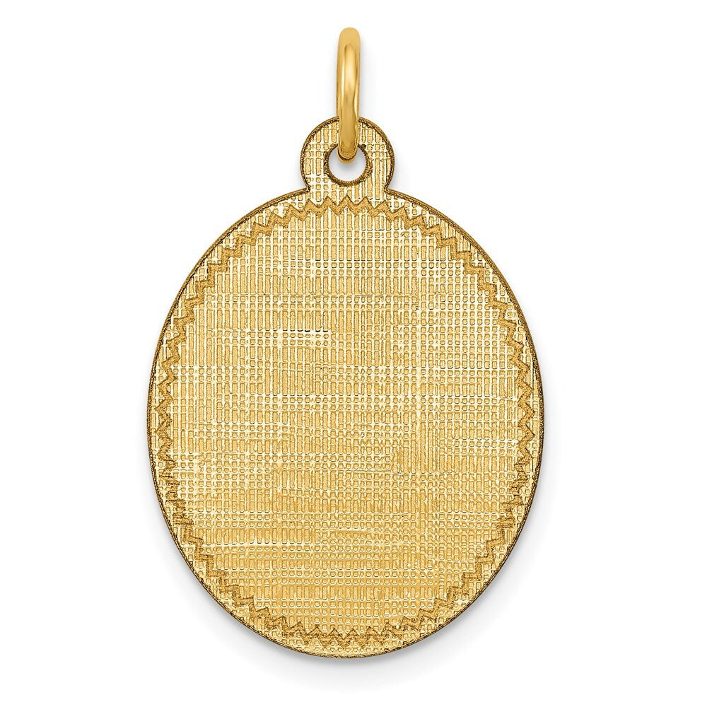 14k Yellow Gold Patterned .018 Gauge Engravable Oval Disc Charm