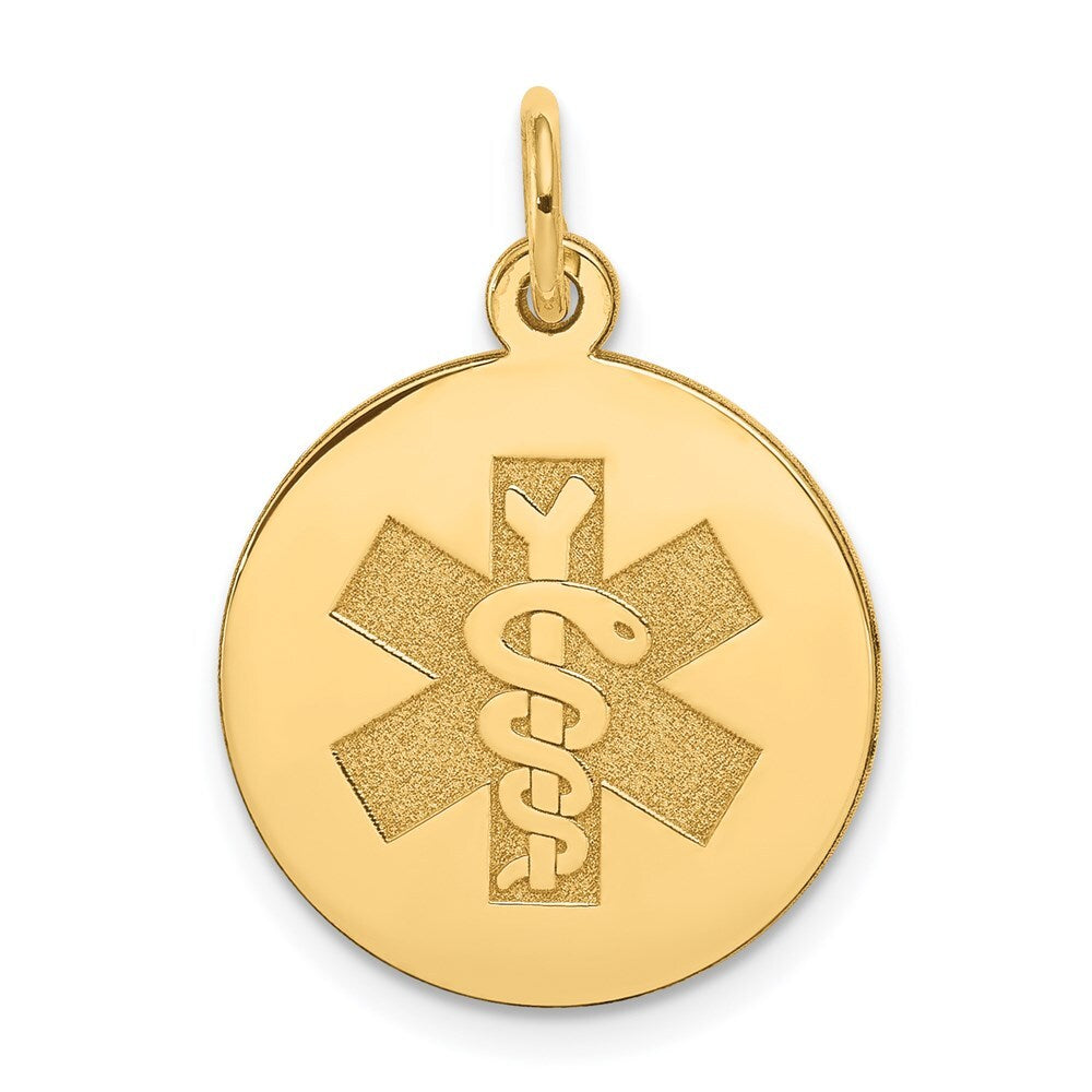 14k Yellow Gold Medical Jewelry Unenameled Pendant for Women