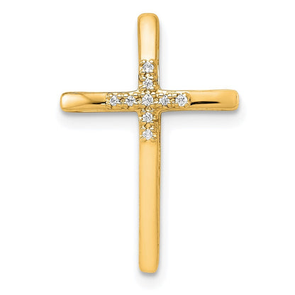 14k Yellow Gold .03ct. Diamond Cross Chain Slide Pendant for Women
