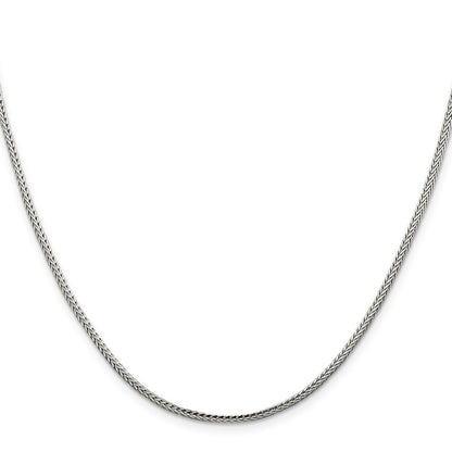 Sterling Silver 2mm Diamond-cut Round Franco Chain Necklace