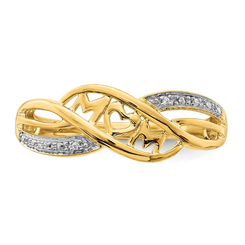 14K Yellow Gold w/Rhodium Diamond MOM Ring Size 7