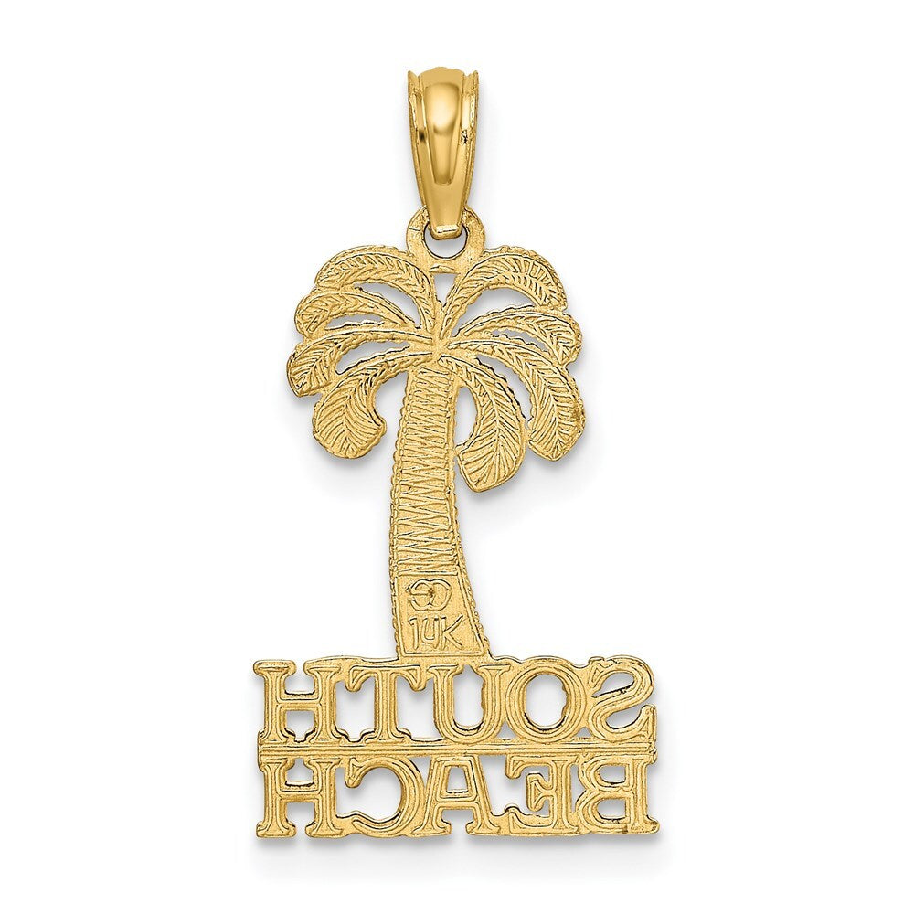 14k Yellow Gold SOUTH BEACH Under Palm Tree Charm Pendant for Women