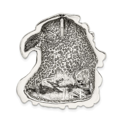 Sterling Silver Antiqued Eagle Head Pendant Holiday Gift for Women