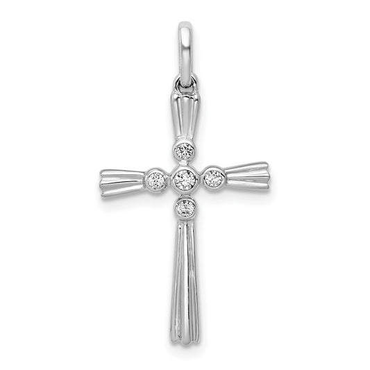 14k White Gold 1/15ct. Diamond Cross Pendant for Women