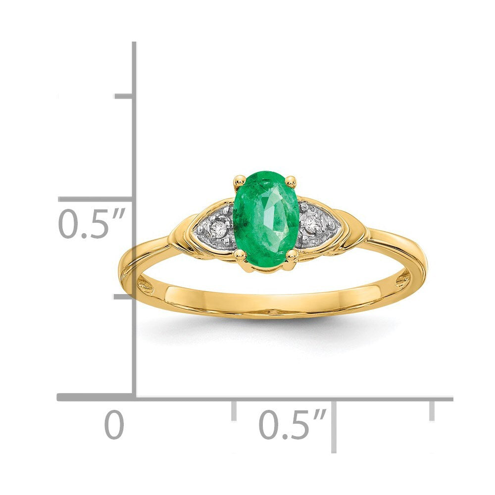14K Yellow Gold Emerald and Diamond Ring