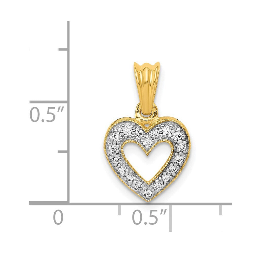 14k Yellow Gold Diamond Heart Pendant for Women