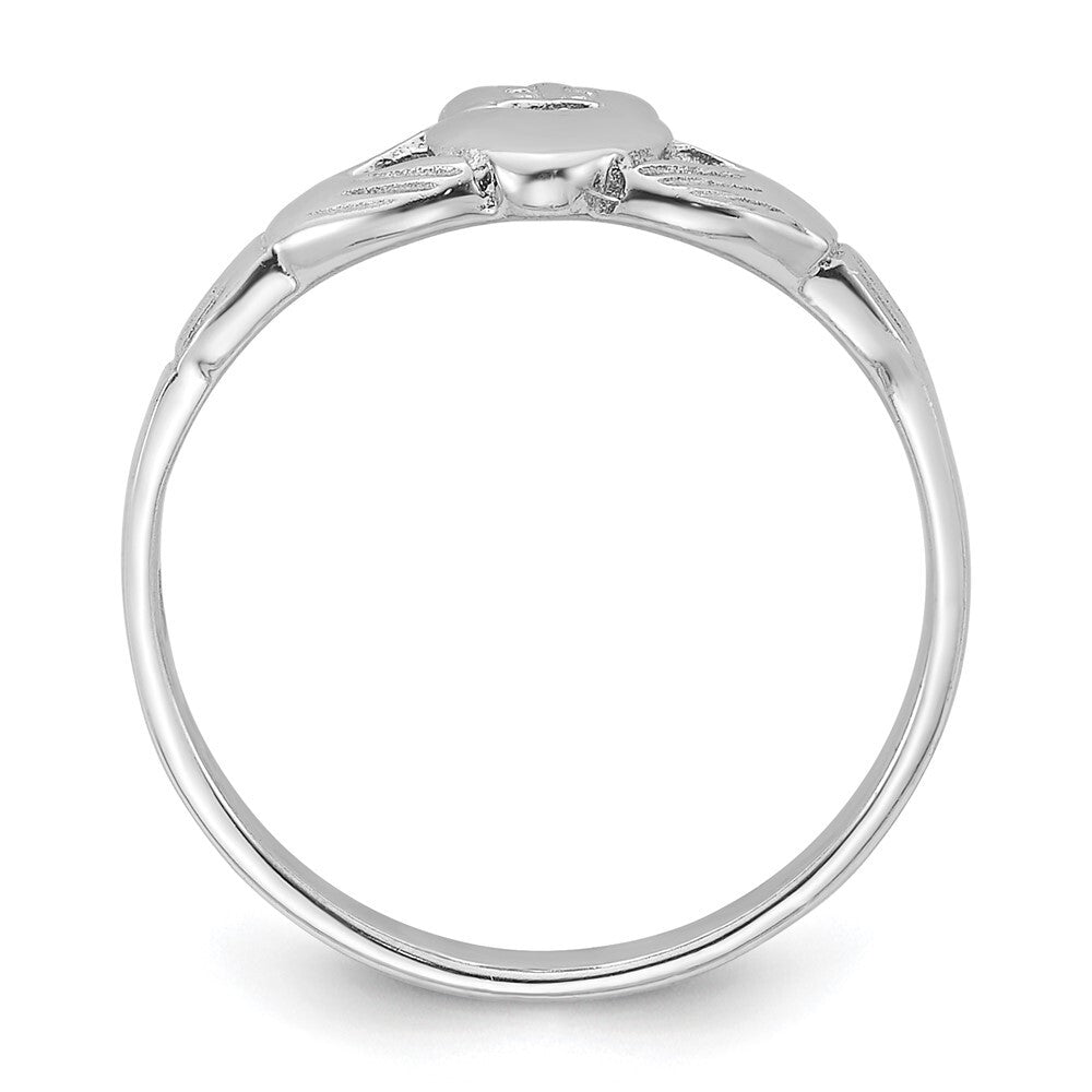 Sterling Silver Rhodium-plated Claddagh Ring Size 8