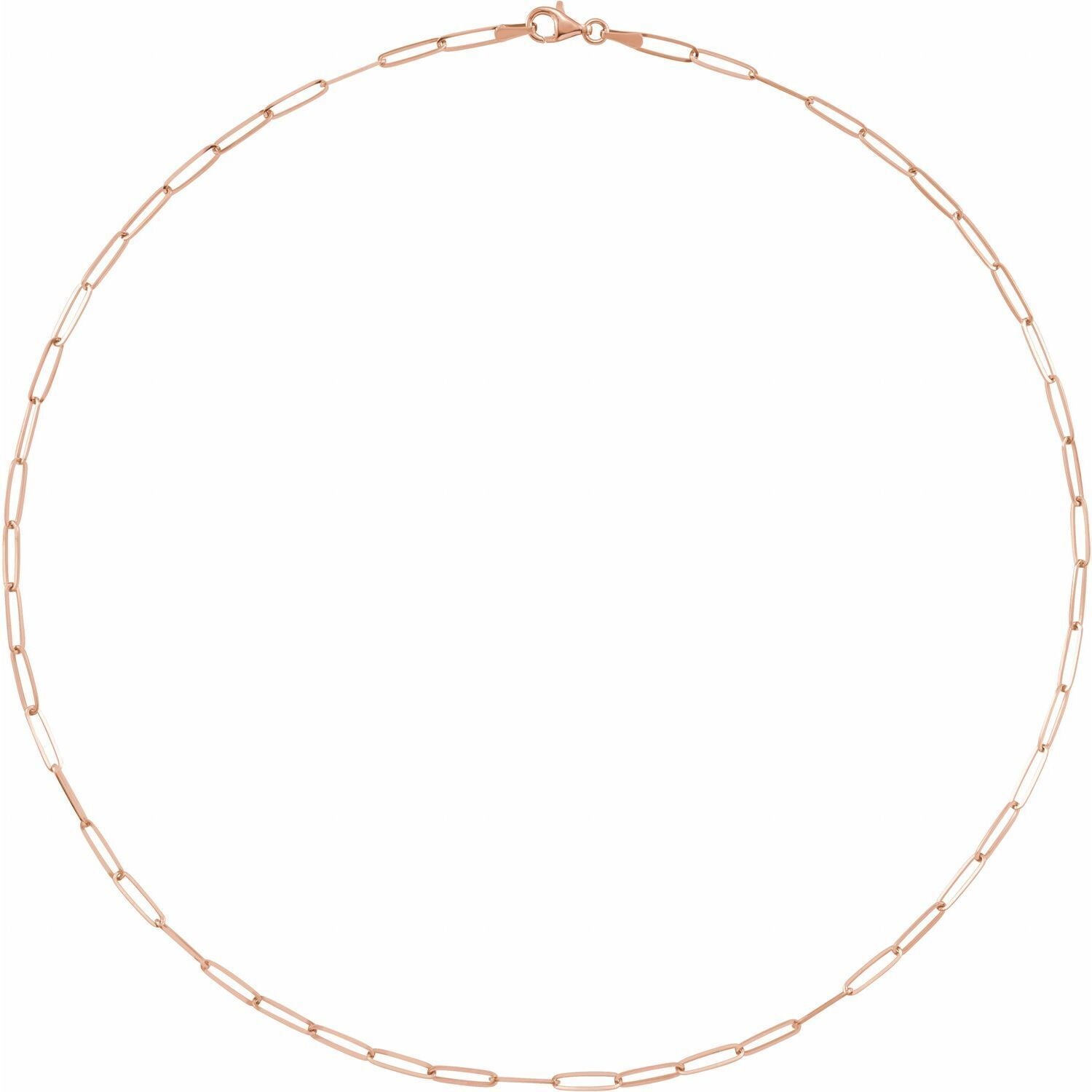 14k Rose Gold 2.6 mm Paperclip Chain 20" Chain Necklace Fine Gift for Women