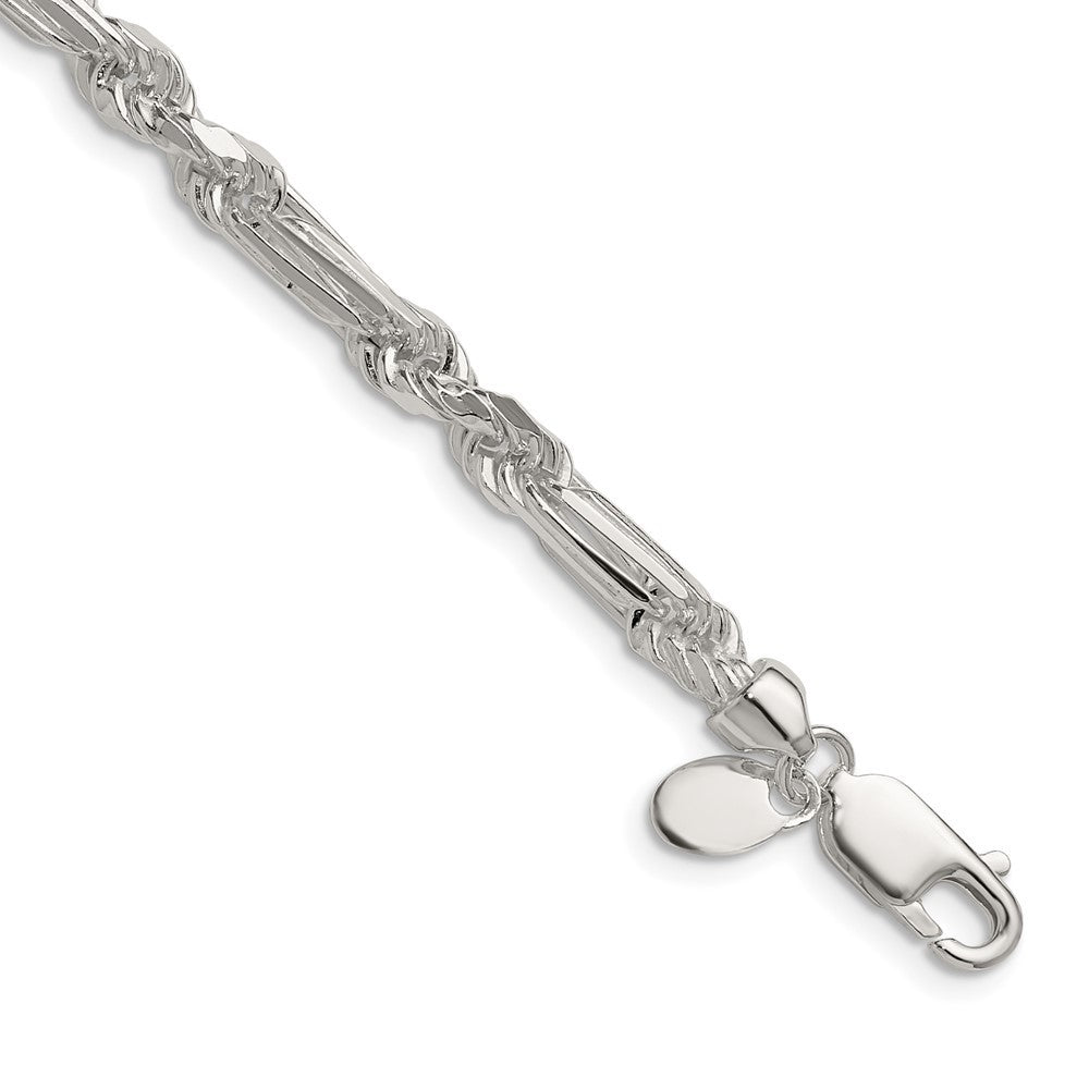 Sterling Silver 4.75mm Diamond-Cut Figarope Chain Necklace