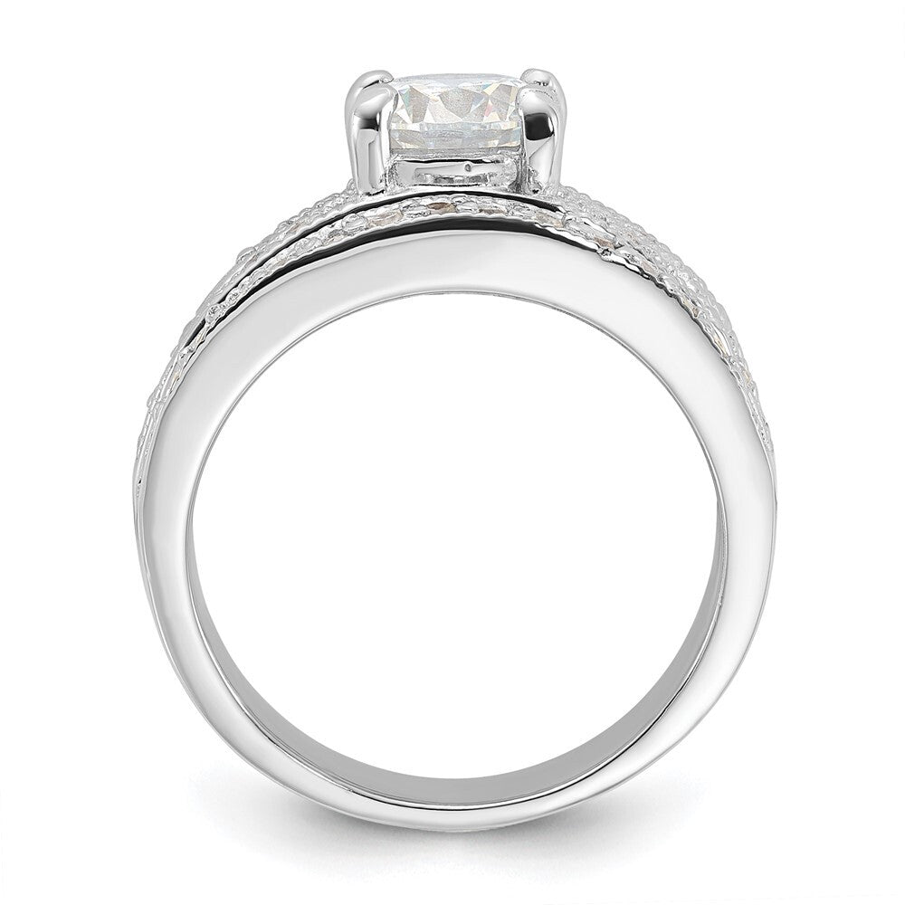 Sterling Silver Rhodium-plated 2-Piece Cubic Zirconia Wedding Set Ring Size 6