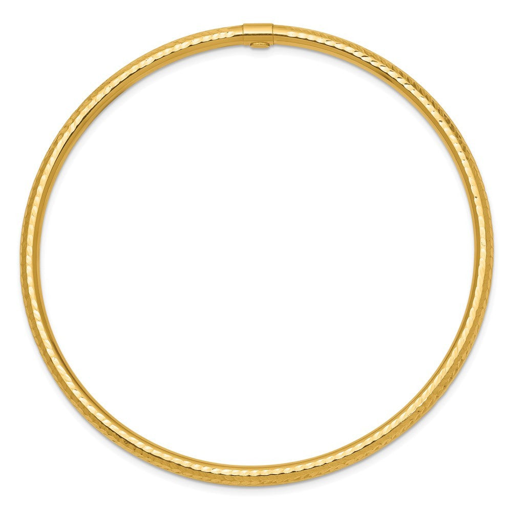 14k Yellow Gold Polished Diamond-cut Tube 3.00mm Slip-on Round Bangle Bracelet