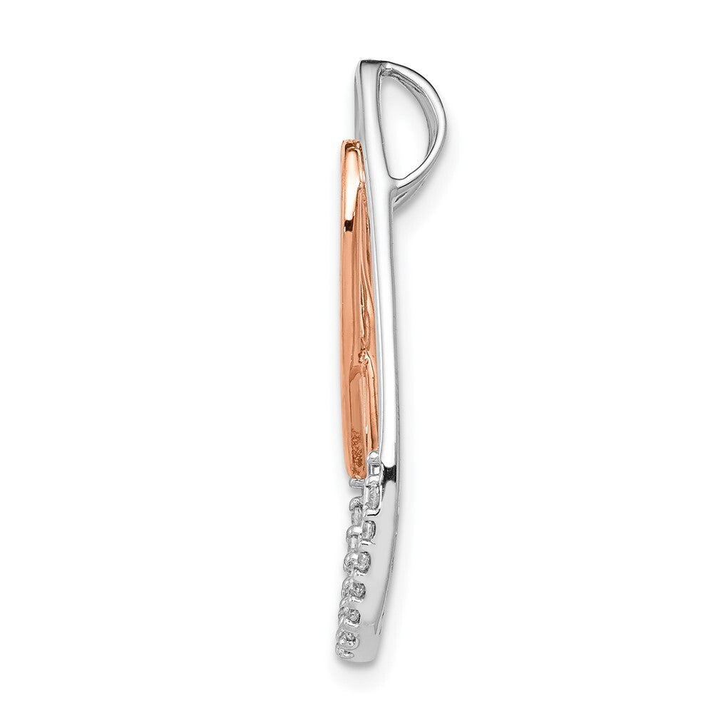 14k Two-tone Gold Diamond Awareness Ribbon Teardrop Chain Slide Pendant
