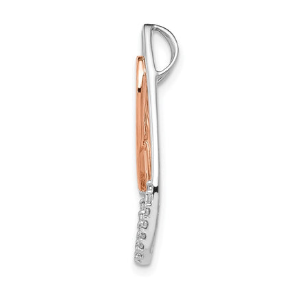 14k Two-tone Gold Diamond Awareness Ribbon Teardrop Chain Slide Pendant