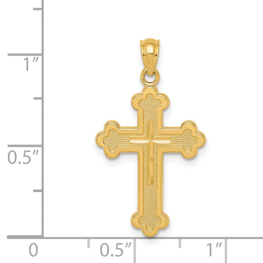 14k Yellow Gold Budded Cross Pendant