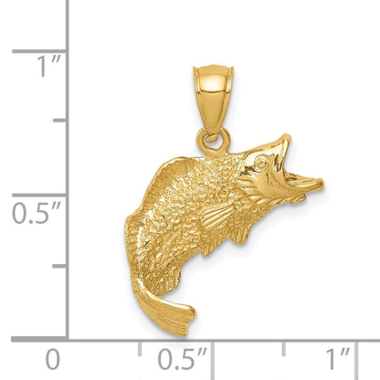 14k Yellow Gold Fish Pendant for Women
