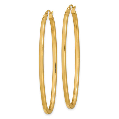 Sterling Silver Gold-plated Square Tube 2.5mm Oval Hoop Earrings