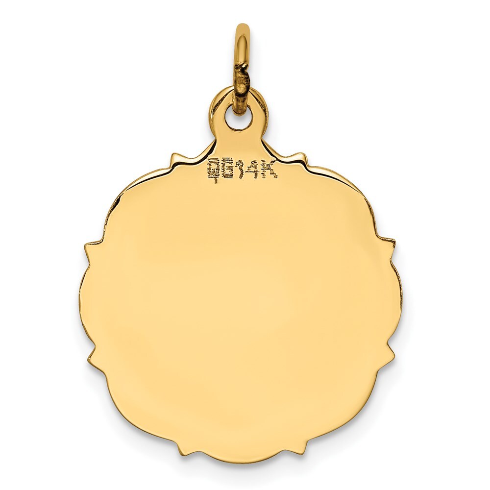 14k Yellow Gold Plain .018 Gauge Engravable Disc Charm Pendant for Women