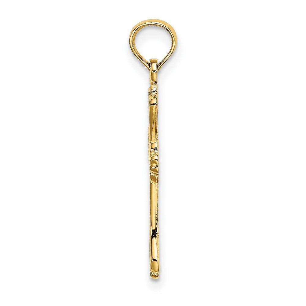 14k Yellow Gold Polished Engraved Cross Charm