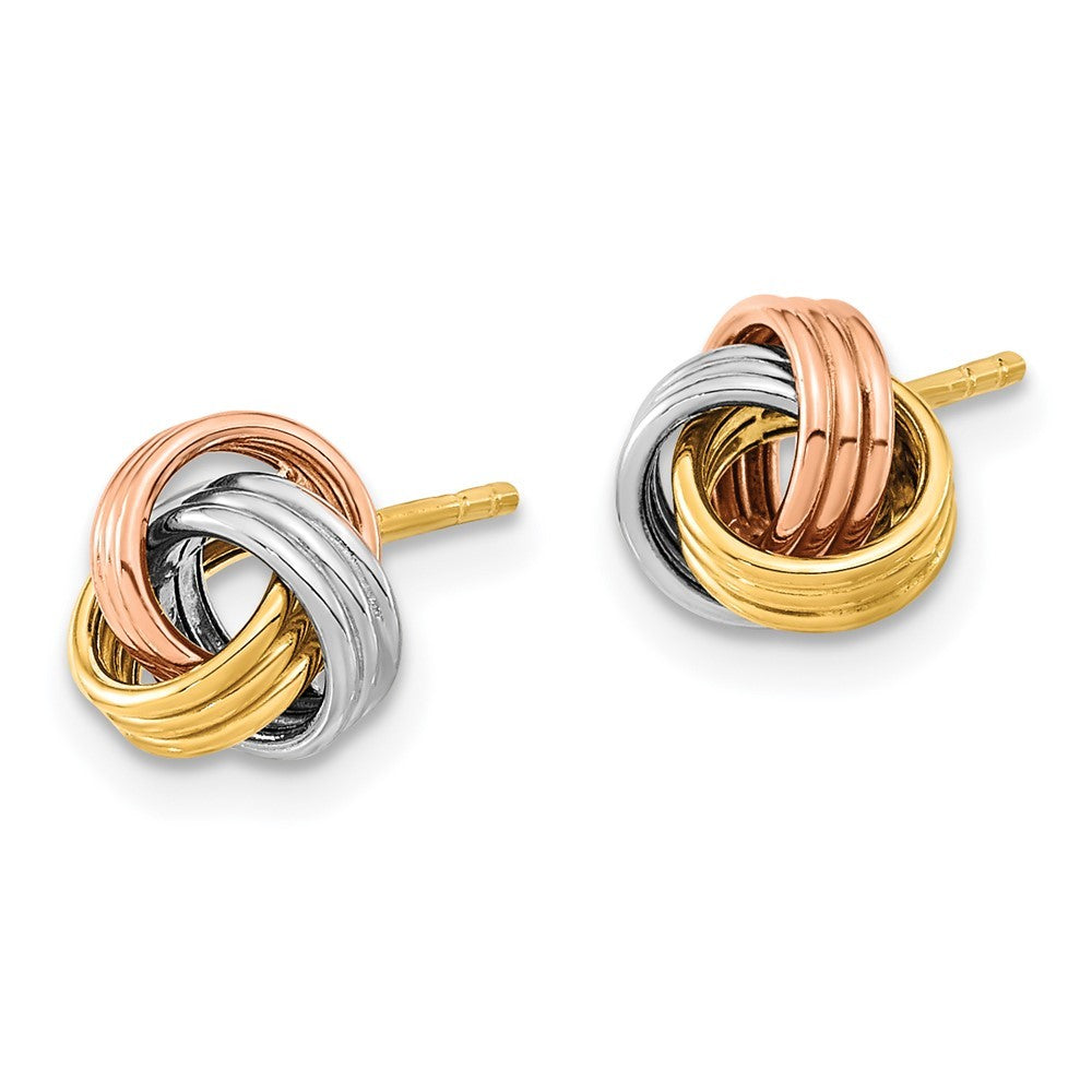 14k Yellow Gold w/Rose and White Rhodium Polished Love Knot Earrings