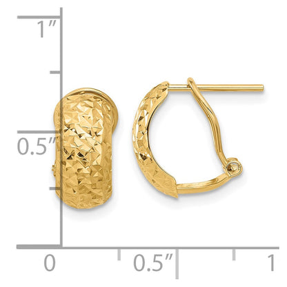 14k Yellow Gold Polished and Diamond-cut Omega Back Stud Earrings