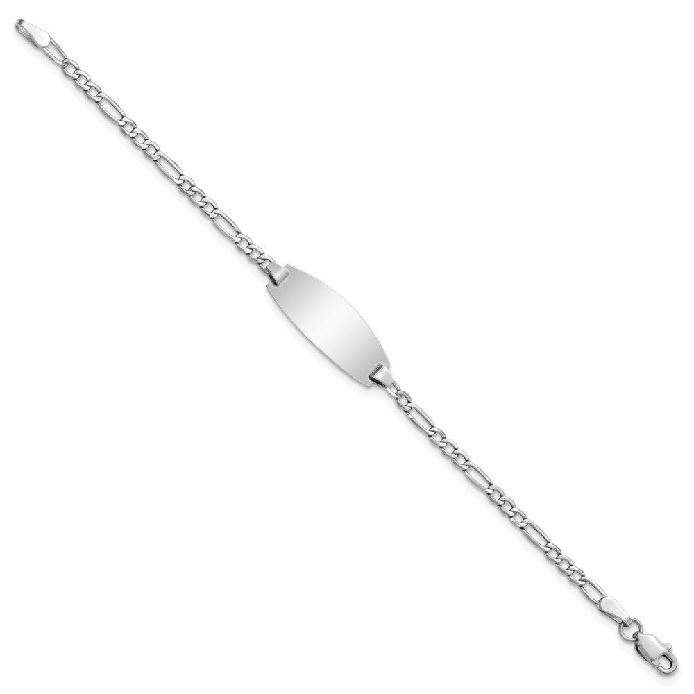 14k Gold Semi-Solid Chain Figaro Link Oval 18.5x8.5mm Plate 5.5" ID Bracelet