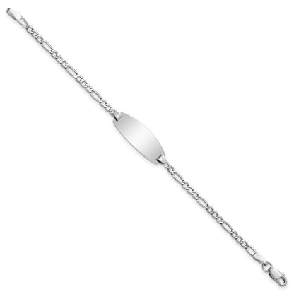 14k Gold Semi-Solid Chain Figaro Link Oval 18.5x8.5mm Plate 5.5" ID Bracelet