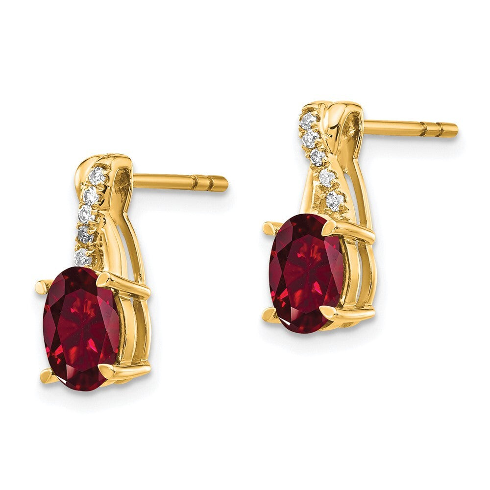14k Yellow Gold Created Ruby and Diamond Stud Earrings Gift for Women