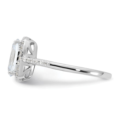 Sterling Silver Rhodium-plated 9x7 Cushion Cubic Zirconia Ring Size 7