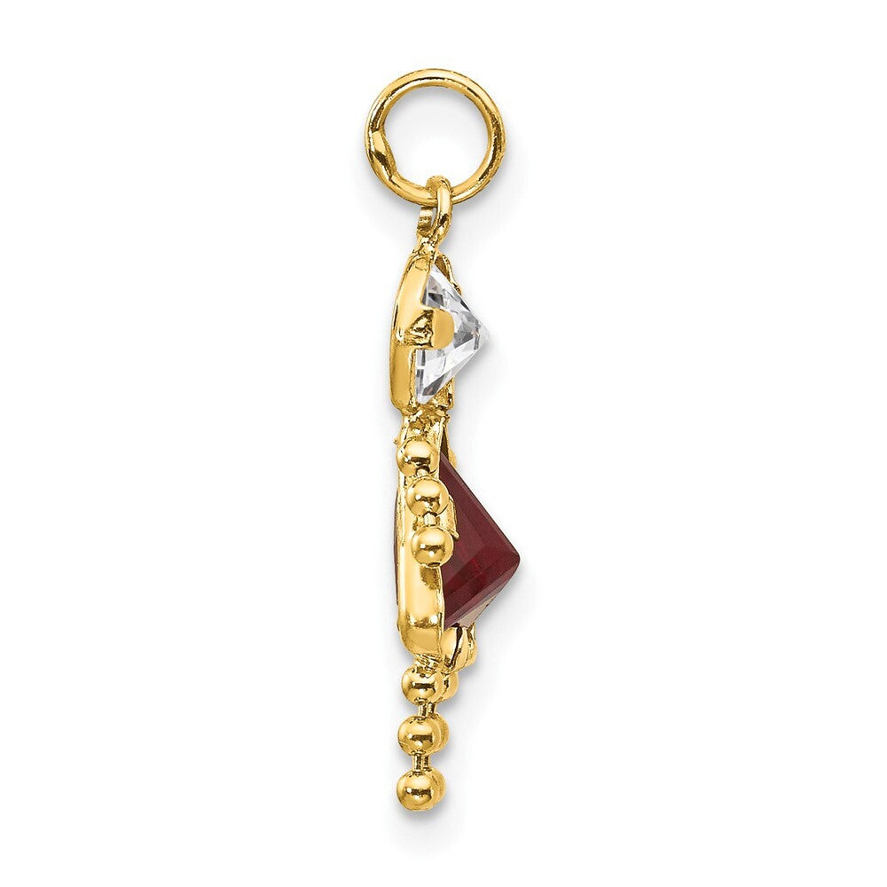 14k Yellow Gold January Girl Birthstone Charm Pendant for Women