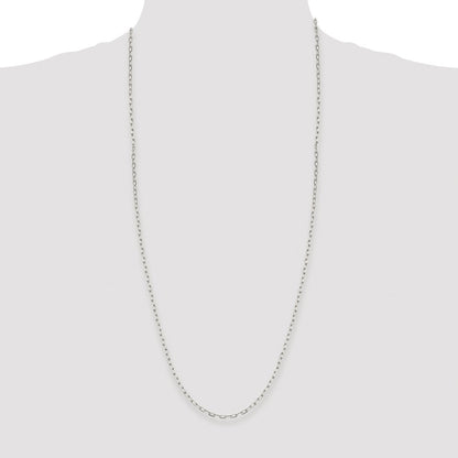 Sterling Silver Rhodium-plated 2.75mm Elongated Open Link Chain