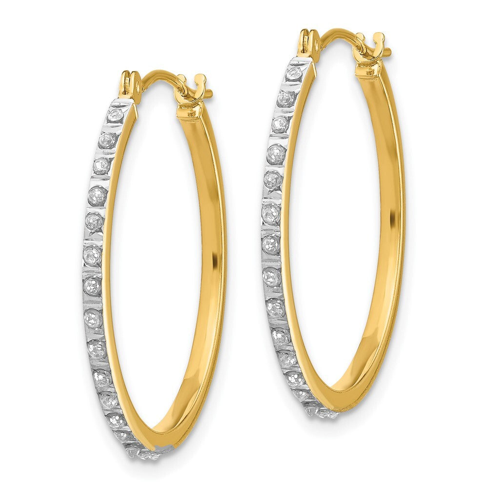 14k Yellow Gold Diamond Fascination Round Hinged Hoop Earrings Gift for Women