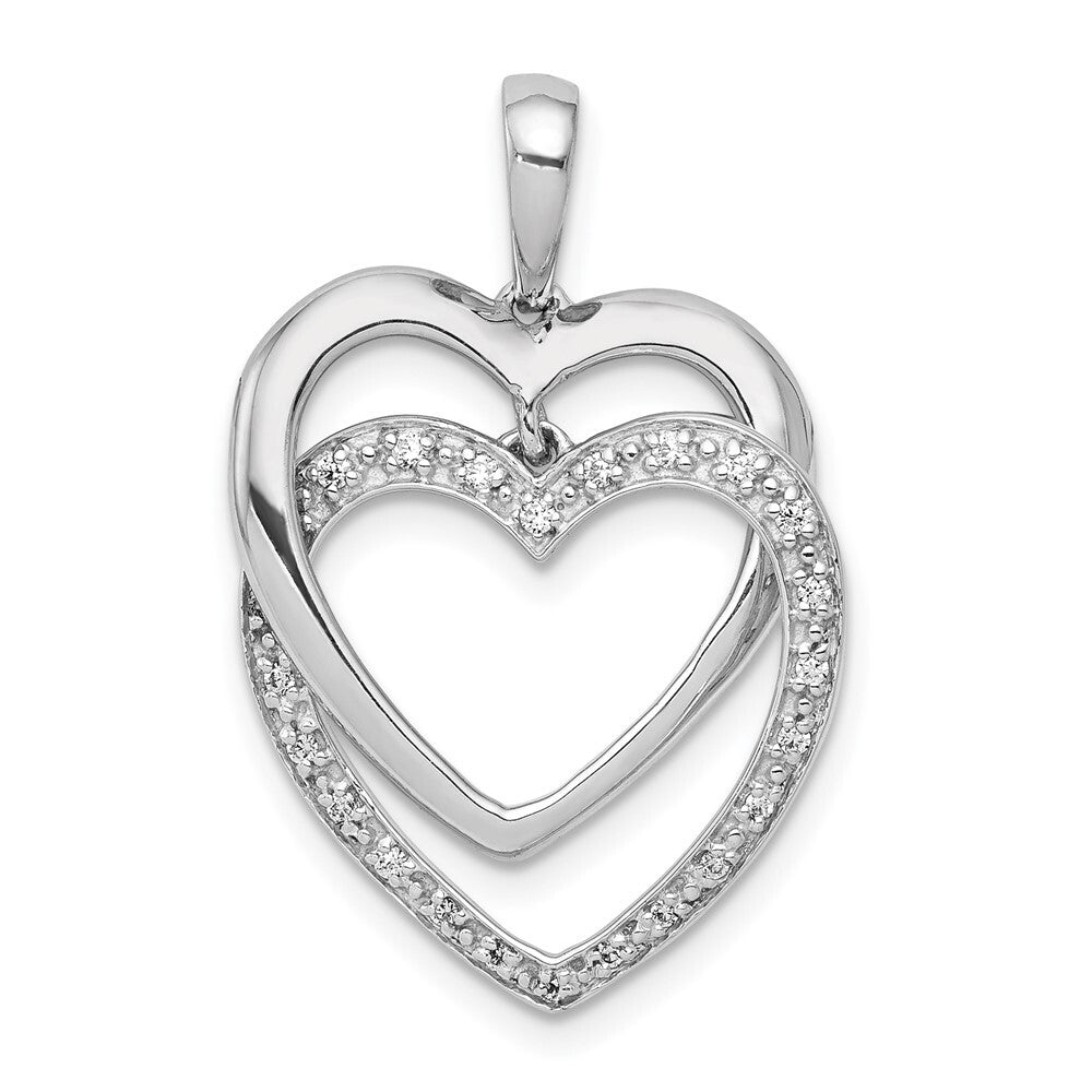 14k White Gold 1/10ct. Diamond Double Heart Pendant for Women