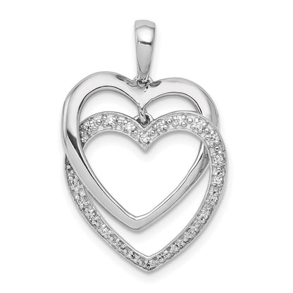 14k White Gold 1/10ct. Diamond Double Heart Pendant for Women