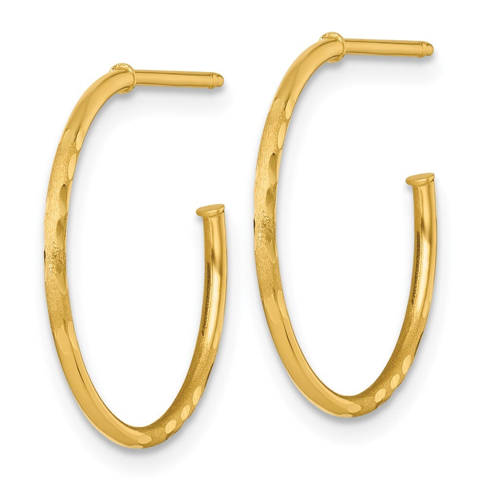 14k Yellow Gold Polished 1.2 x 20mm Diamond-cut Solid C-Hoop Earrings