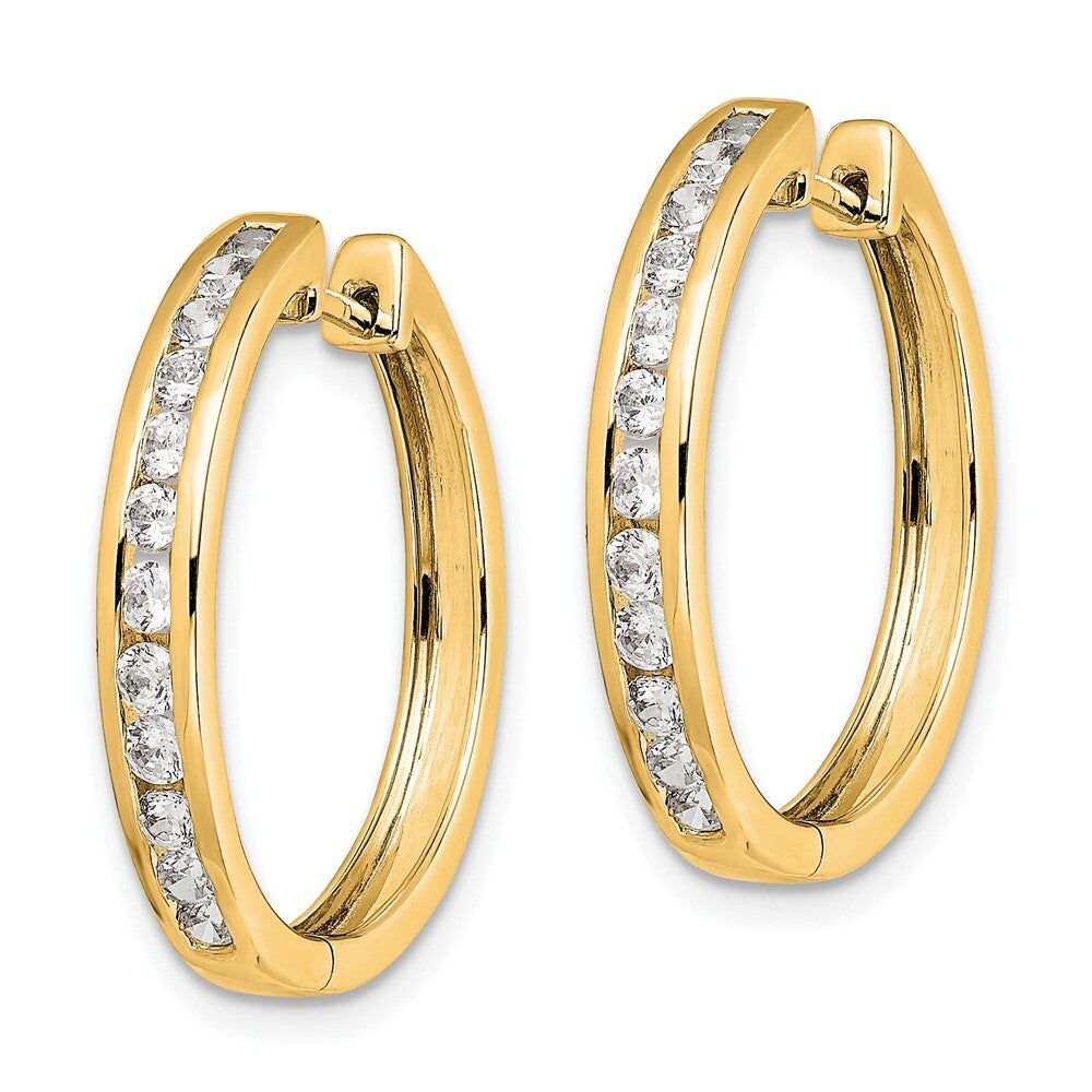 14k Yellow Gold Diamond Hinged Hoop Earrings