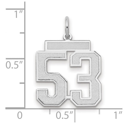 14k White Gold Medium Satin Number 53 Charm Pendant for Women