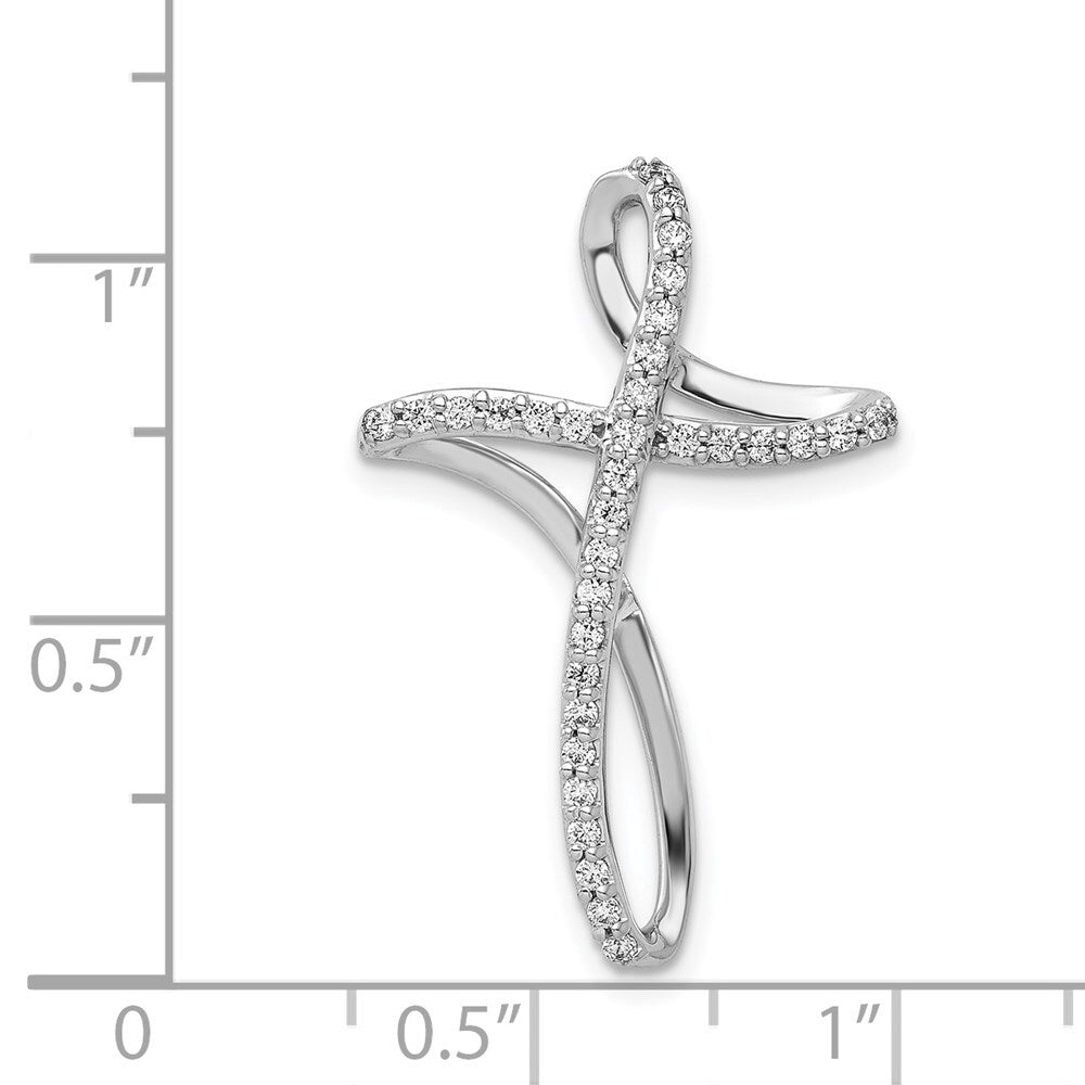 14k White Gold 1/5ct. Diamond Cross Chain Slide Pendant for Women