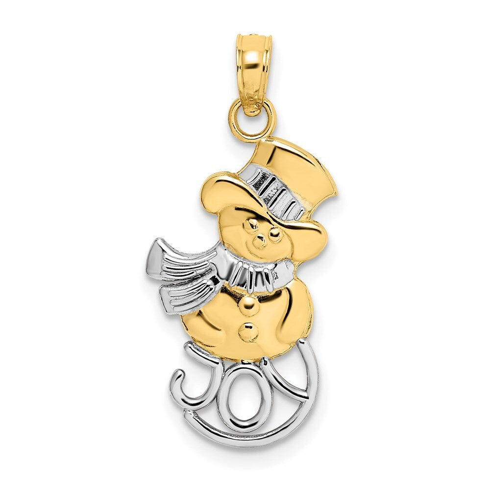 14k Yellow Gold and Rhodium Snowman Joy Pendant for Women