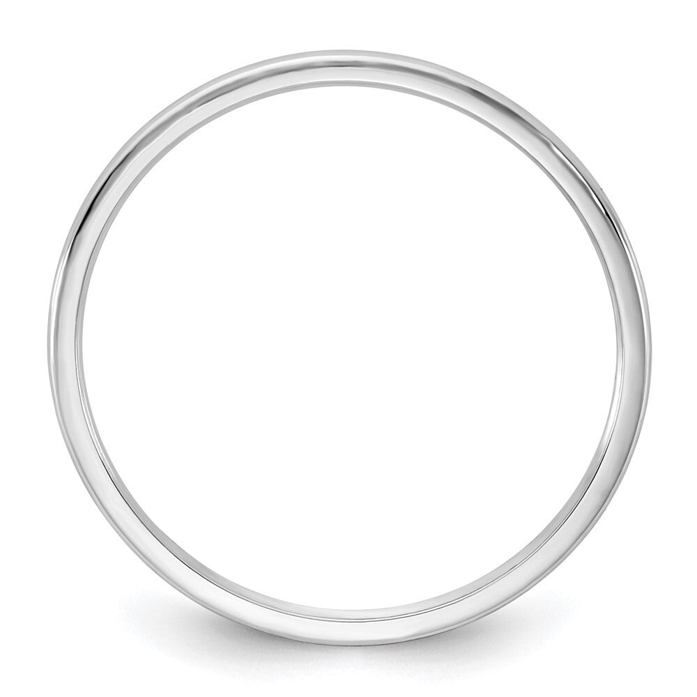 14k White Gold 1mm LTW Half Round Band Size 9