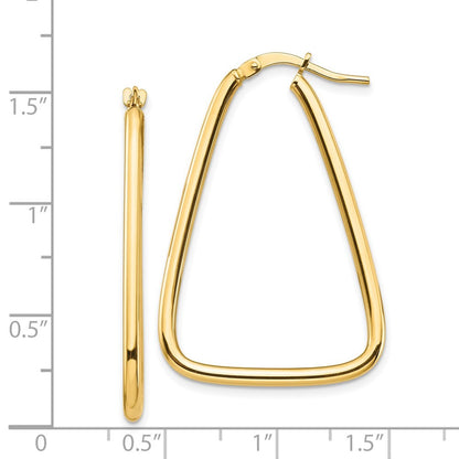 14k Yellow Gold 2mm Polished Triangle Hoop Earrings