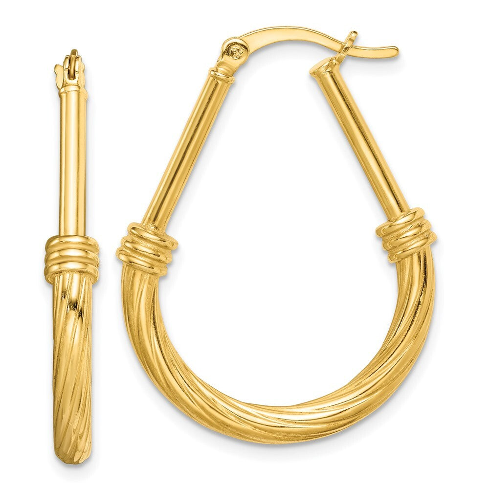 Sterling Silver Gold Tone Textured Hoop Earrings