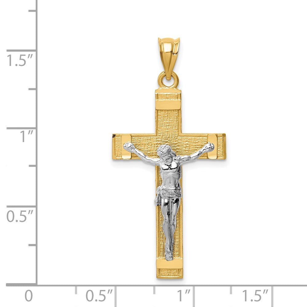 14k Two-tone Gold INRI Crucifix Pendant for Women